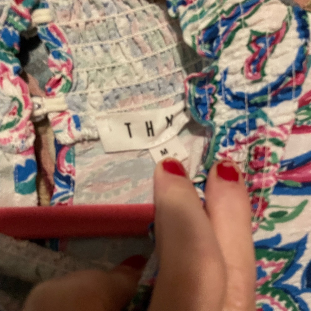 THML Blue and Red Ruffled Blouse - Picture 3 of 4